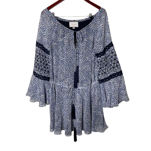 Alexis LANELLE PRINTED LONG-SLEEVE MINI DRESS IN BLUE sz M - Picture 5 of 10